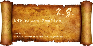 Könyves Zamfira névjegykártya